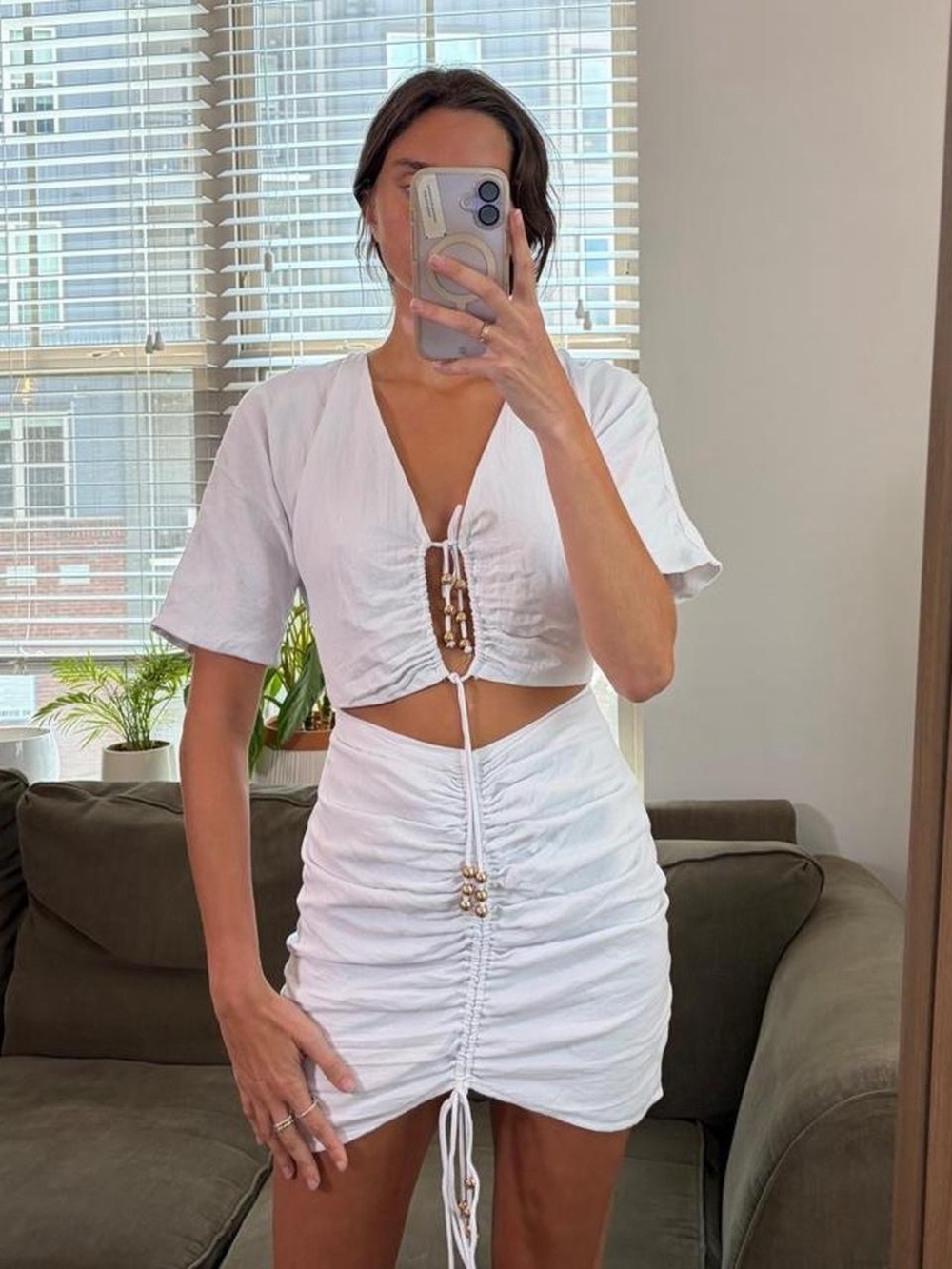 Sabo skirt white cut out mini dress